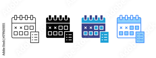 Schedule icon set multiple style collection