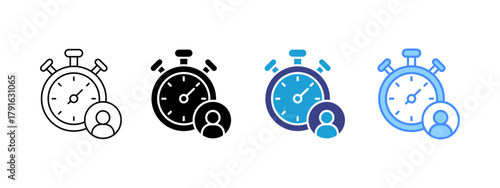 Stopwatch icon set multiple style collection