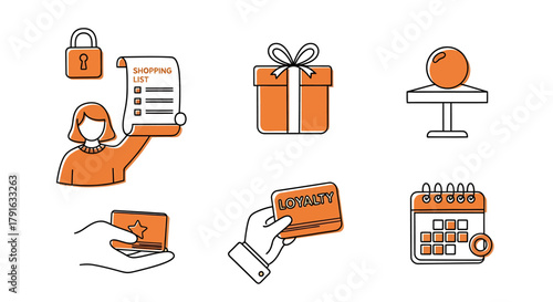 Icons Depicting Shopping, Security, Gifts, and Payment Methods.