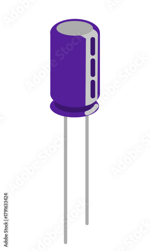 Electrolytic capacitor electronic component isometric vector illustration icon