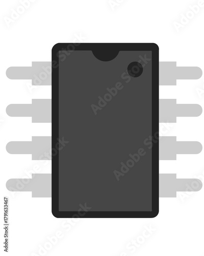 Small dual in line package integrated circuit chip vector illustration