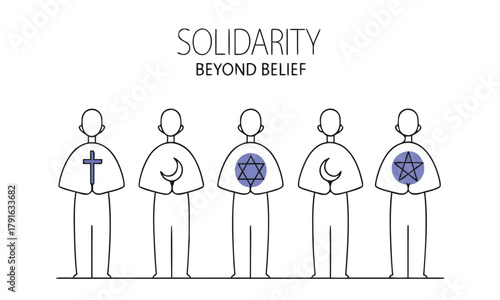 Diverse group of people standing together in solidarity beyond belief, united in support and harmony.