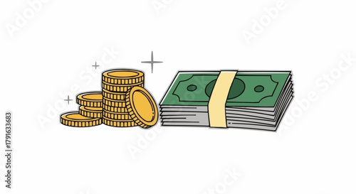 Money and coins representing wealth and financial success.