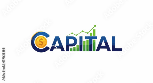 Capital word with financial growth chart illustration.