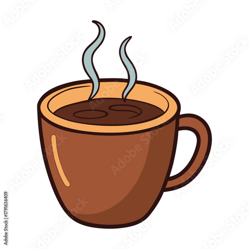Adobe Illustrator ArtwA steaming cup of hot coffee served in a warm brown mug, releasiA steaming cup of hot coffee served in a warm brown mug, releasing rich aroma and inviting comfort—perfect for
ork