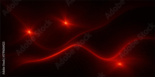 Abstract red and blue futuristic fractal background design with glowing wavy lines, motion energy, and texture