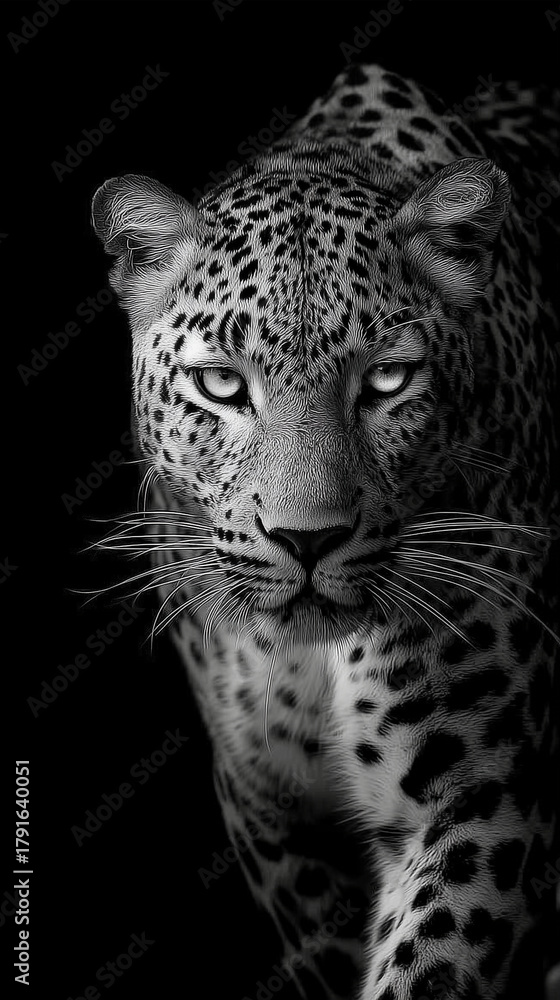 Naklejka premium Black and White Leopard Portrait