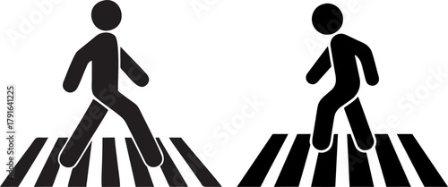 Pedestrian Crossing Icon Silhouette