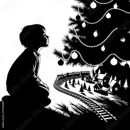 Silhouette of a young child kneeling in wonder and anticipation.