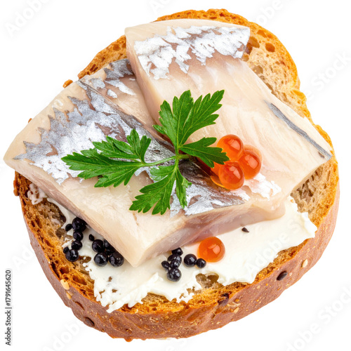 Creamy herring caviar spread, a luxurious and protein-rich seafood dip, perfectly isolated on white background for a clean and elegant presentation