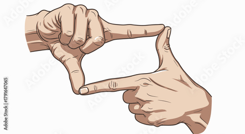 Hands Forming a Camera Frame Gesture Illustration