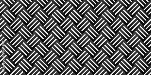 Geometric black and white seamless overlap triangle fabric lap ornament decoration wall and floor line square mosaic floral wallpaper background.