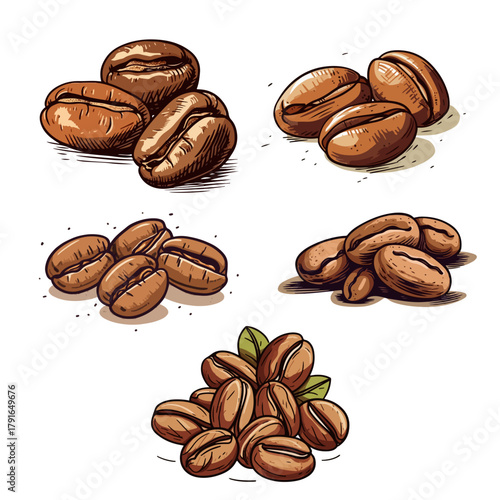 Roasted Coffee Bean Piles Collection