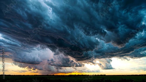 Dark clouds and lightning natural scenery
