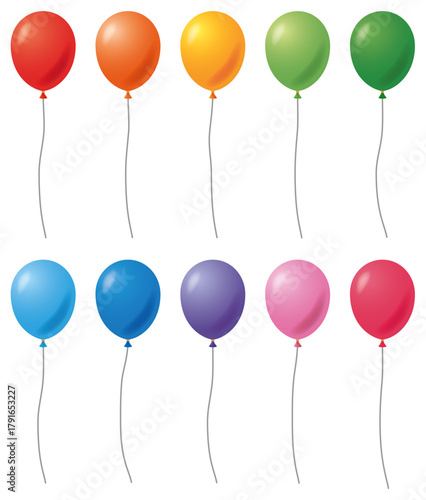 様々な形の風船アイコンのベクターイラストのセット