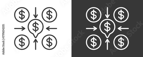 Financial Icon Set Vector Collection Isolated In Black And White