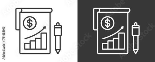 Financial Statement Icon Set Vector Collection Isolated In Black And White