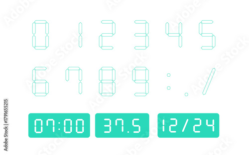 デジタル数字 digital number 白抜き
