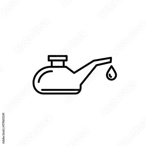 Engine Oil Can Line Art – Vector Illustration of Motor Oil Container with Dripping Oil Drop