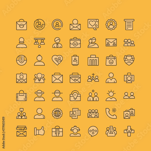 Collection of Linear Style Icons for Business and Social Media.
