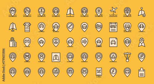 Collection of Location Pin Icons for Maps and Navigation.