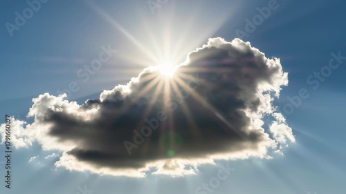 Sun Beams Emerge From Behind A Dark Cloud With A Silver Lining.