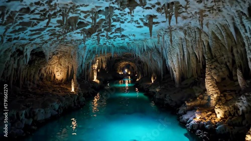 Clear waterway landscape in underground caves