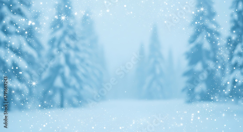 Wallpaper Mural Winter Typography Space with Glittering Snowfall and Blurred Forest Background Torontodigital.ca