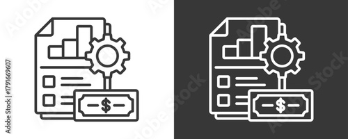 Business Report Icon Set Vector Collection Isolated In Black And White