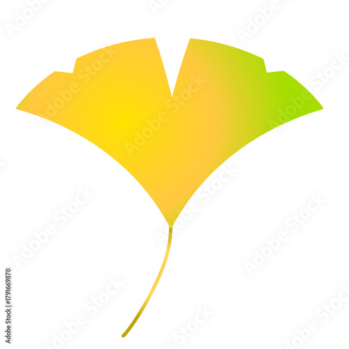 イチョウの葉イラスト（黄色と緑のグラデーション）