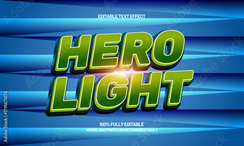 hero light powerful 3d text effect for action movie title