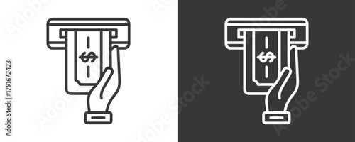 Atm Icon Set Vector Collection Isolated In Black And White