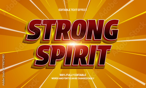 strong spirit powerful 3d text effect for action movie title