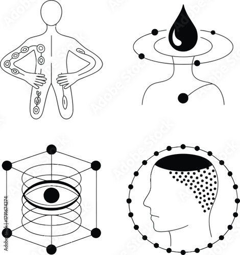 Conceptual illustration of human energy fields and consciousness