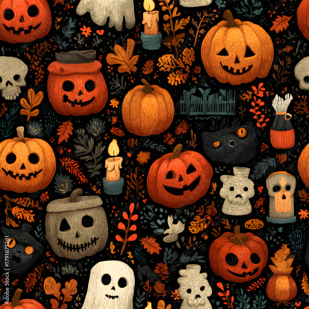 Halloween vector seamless pattern