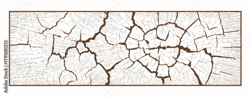 ひび割れた古い木材のテクスチャ、木目とひび割れが特徴的なベクターイラスト