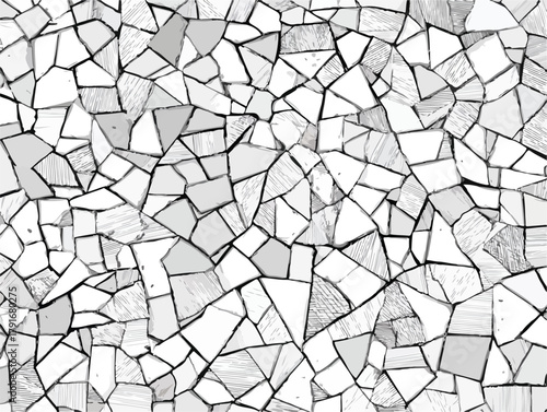 幾何学的なパターンを持つ白黒のモザイクタイルのテクスチャ背景、ベクターアート