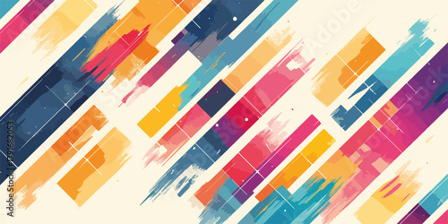 カラフルなブラシストロークが斜めに並び、モダンで抽象的なデザインを形成するベクターアート