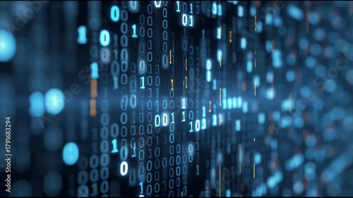 Wallpaper Mural Digital data stream of binary code numbers flowing in cyberspace. Torontodigital.ca