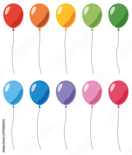 様々な形の風船アイコンのベクターイラストのセット