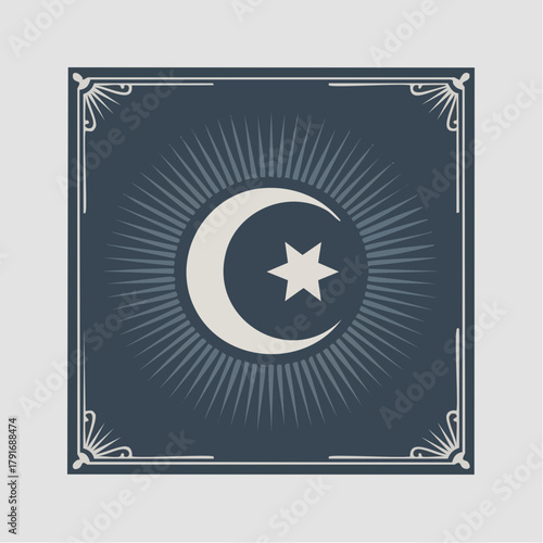 Islamic Crescent Moon and Star Symbol.