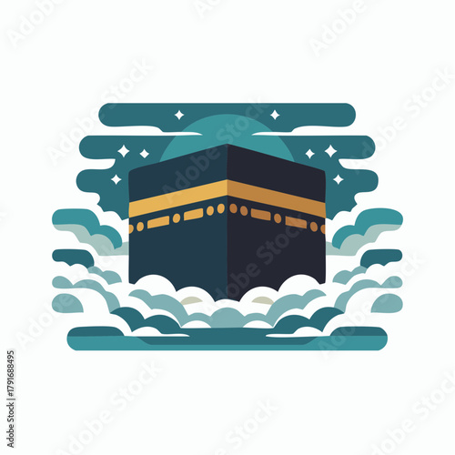 Islamic Kaaba Building Illustration.