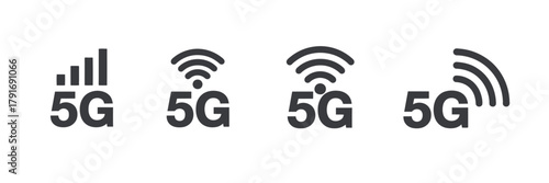 5g wireless network signal strength and connectivity icon pack