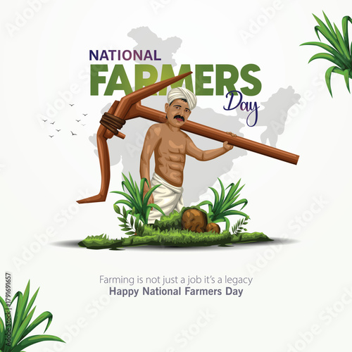 National Farmers Day in India is also known as Kisan Divas.abstract vector illustration design.