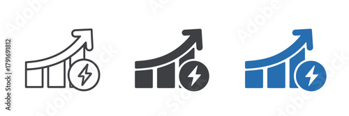 Energy efficiency growth chart icon. quick business progress
