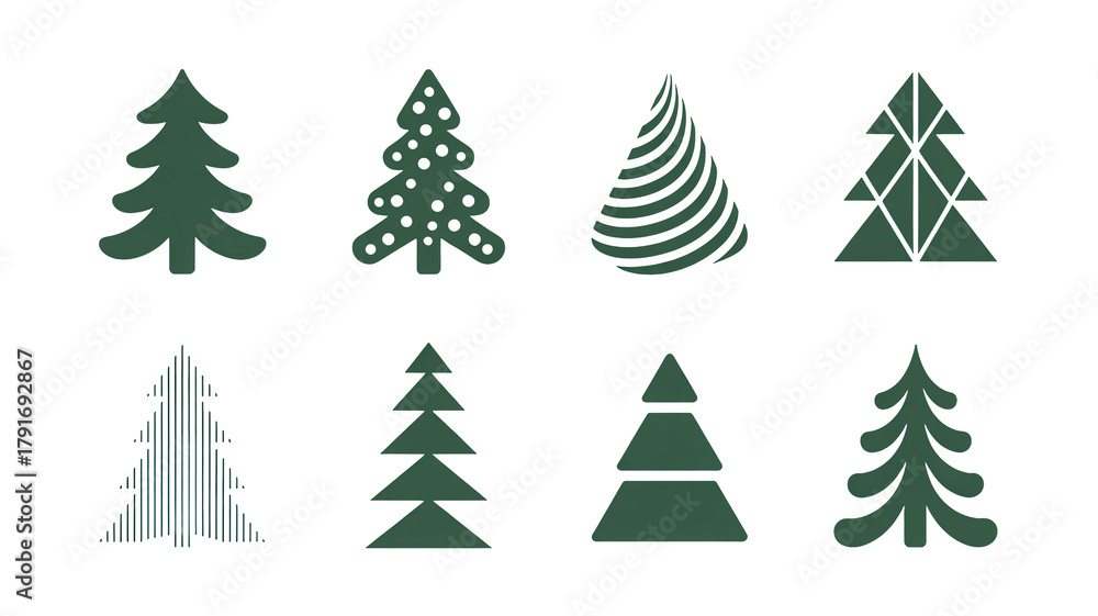 Obraz premium Modern abstract evergreen tree designs for festive holiday and winter themes