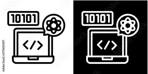 Computer Science Icon Set White Style Collection