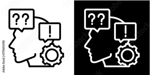 Critical Thinking Icon Set White Style Collection