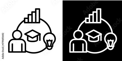 Adaptive Learning Icon Set White Style Collection