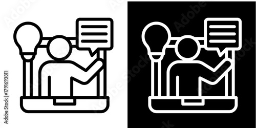 Online Class Icon Set White Style Collection